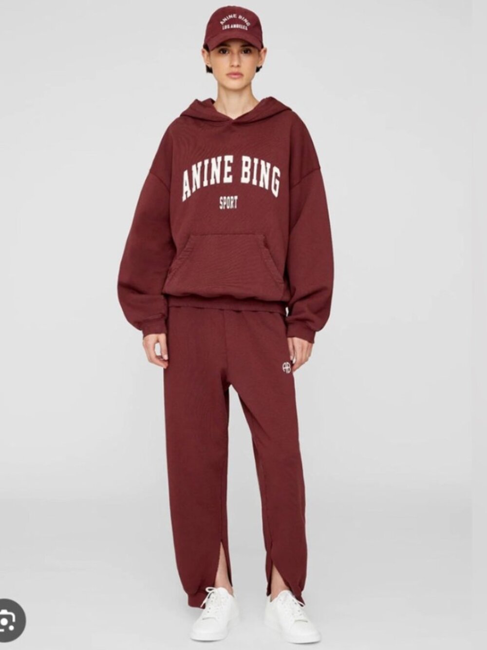Anine Bing Tyler Jogger + Harvey Sweatshirt in Dark Cherry